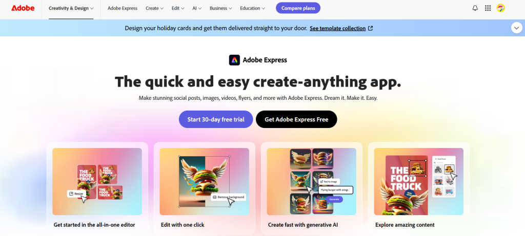 social media toolkit image 2: Image of Adobe express webpage