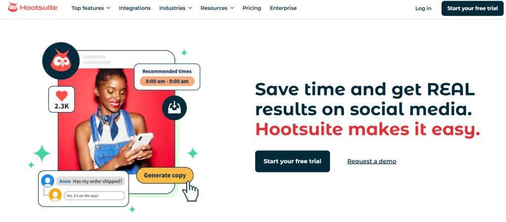 social media toolkit image 1: Image of Hootsuite webpage